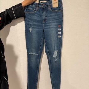 Levi's Blue Skinny Jeans with Distressed Details